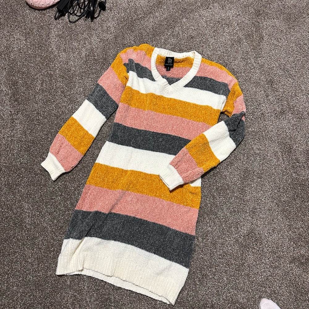Derek Heart Multicolor V-Neck Sweater Dress
